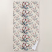 Floral Folk Bird with Pastel Boho Charm ビーチタオル (正面)