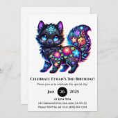 Floral Folk Fantasy Wolf Birthday 招待状 (正面/裏面)