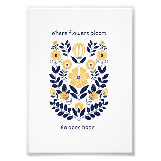Floral Folk Wall Art Print, Scandinavian Botanical フォトプリント (正面)