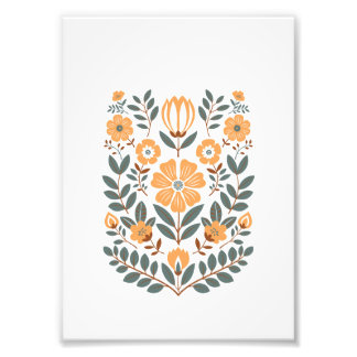 Floral Folk Wall Art Print, Scandinavian Botanical フォトプリント