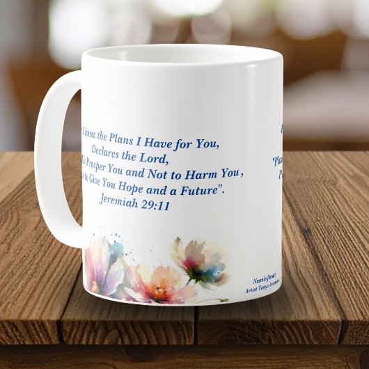  Floral For I know/ Jeremiah 29:11  Personalize コーヒーマグカップ