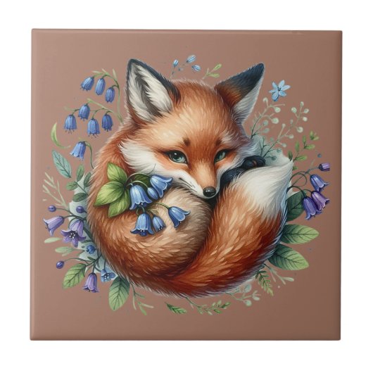 Floral Fox Botanical Woodland Art タイル (正面)