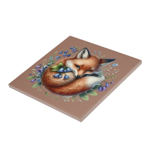 Floral Fox Botanical Woodland Art タイル (側面)