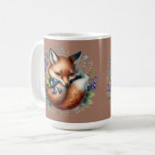 Floral Fox Botanical Woodland Brown コーヒーマグカップ (正面左)