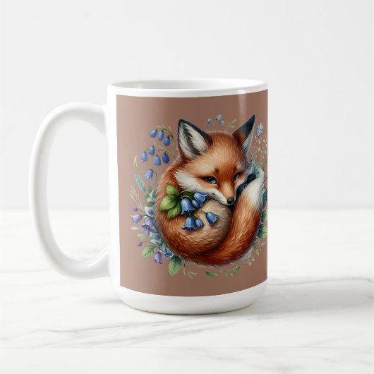 Floral Fox Botanical Woodland Brown コーヒーマグカップ (左)