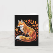 Floral Fox Flowers Art Fox In Autumn - Fall Fox  カード (正面)