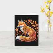 Floral Fox Flowers Art Fox In Autumn - Fall Fox  カード (黄色い花)