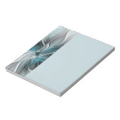 Floral Fractal Modern Abstract Flower Blue Gray ノートパッド (回転)