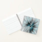 Floral Fractal Modern Abstract Flower Blue Gray ノートブック (内部)