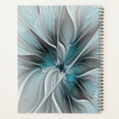 Floral Fractal Modern Abstract Flower Blue Gray プランナー手帳 (裏面)