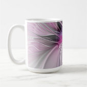 Floral Fractal Modern Abstract Flower Pink Gray コーヒーマグカップ (左)