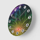 Floral Fractals & fantasy lights / Modern, Elegant ラウンド壁時計 (傾斜)