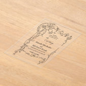 Floral Frame Calligraphy Acryli Wedding Invitation アクリル招待状 (レイダウン)