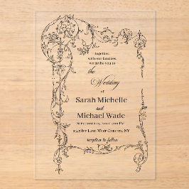 Floral Frame Calligraphy Acryli Wedding Invitation アクリル招待状