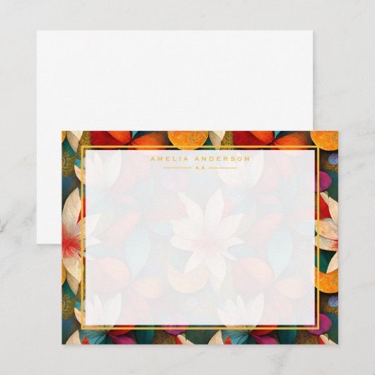 Floral Frame Note Card 招待状 (正面/裏面)