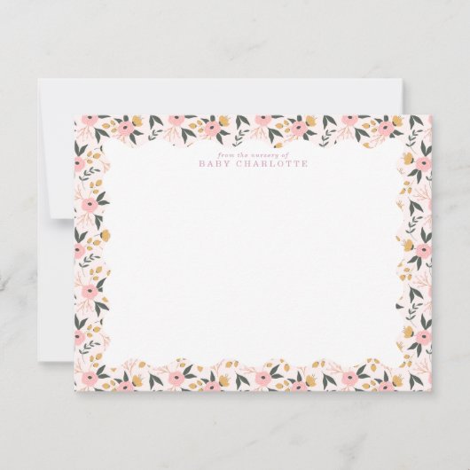 Floral Frame Nursery  Note Card 招待状 (正面)