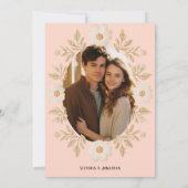 Floral Frame Peach Photo Wedding Invitation 招待状 (裏面)