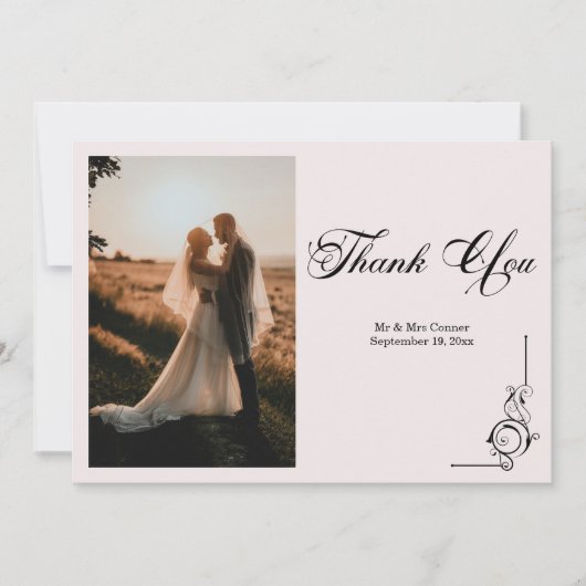 Floral Frame Photo Thank You Card サンキューカード (正面)