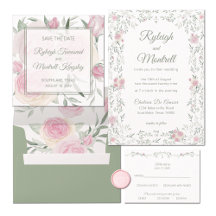 Floral Frame Pink Roses and Greenery Romantic