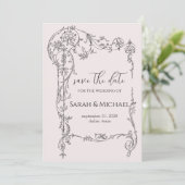 Floral Frame Save the date Wedding Announcement セーブザデート (スタンド正面)