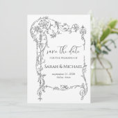 Floral Frame Save the date Wedding Announcement セーブザデート (スタンド正面)