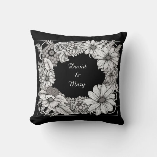 Floral Frame Throw Pillow クッション (正面)