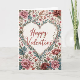 Floral Frame Valentine Romantic Happy Valentines  カード