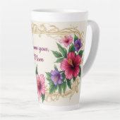 Floral Frame With Colorful Flowers カフェラテマグ (右アングル)