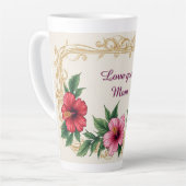 Floral Frame With Colorful Flowers カフェラテマグ (左アングル)