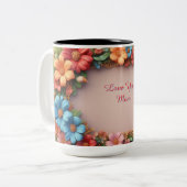 Floral Frame With Colorful Flowers ツートーンマグカップ (正面左)