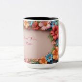 Floral Frame With Colorful Flowers ツートーンマグカップ (正面右)