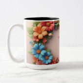 Floral Frame With Colorful Flowers ツートーンマグカップ (左)