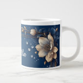 Floral Frame With Custom Name ジャンボコーヒーマグカップ (右)