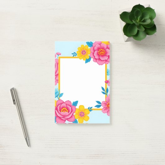 Floral Frame with Vibrant Flowers ポストイット (オフィス)