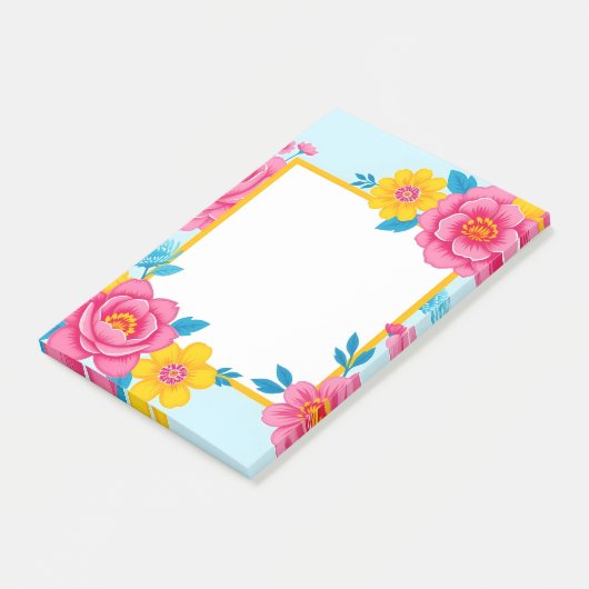 Floral Frame with Vibrant Flowers ポストイット (アングル)