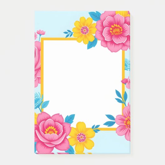Floral Frame with Vibrant Flowers ポストイット (正面)
