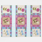 Floral framed squares pattern フリースブランケット (正面(横))