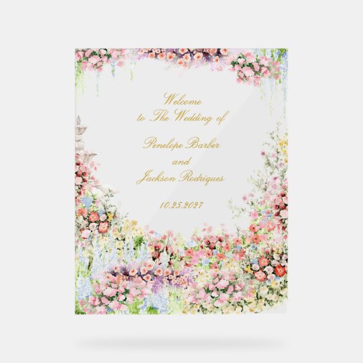 floral french garden chateau wedding welcome アクリルサイン (正面)