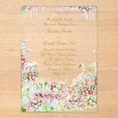 floral french romantic garden chateau swan wedding アクリル招待状 (正面)