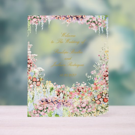 floral french romantic garden chateau wedding アクリルサイン (ニュートラル)