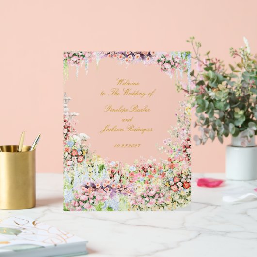 floral french romantic garden chateau wedding アクリルサイン (ウェディング)