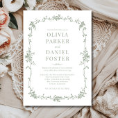 Floral French Victorian Sage Green Wedding  招待状
