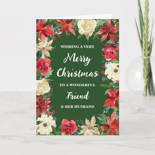 Floral Friend & her Husband Merry Christmas カード (正面)