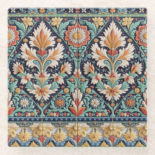 Floral Frieze Coaster ガラスコースター (正面)