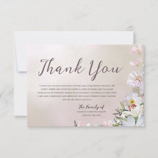 Floral Funeral Thank You Card サンキューカード (正面)