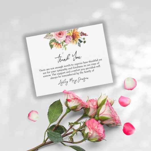 Floral Funeral Thank You Note Card Bereavement サンキューカード