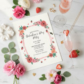 Floral Galentines Day Party Pink Invitation 招待状