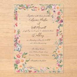 Floral Garden Acrylic Clear Wedding Invitation アクリル招待状