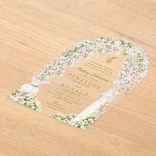 floral garden arch monogram wedding アクリル招待状 (レイダウン)