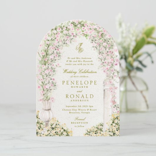 floral garden arch monogram wedding 招待状 (スタンド正面)